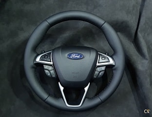 Перетяжка руля автомобиля Форд натуральной кожей наппа